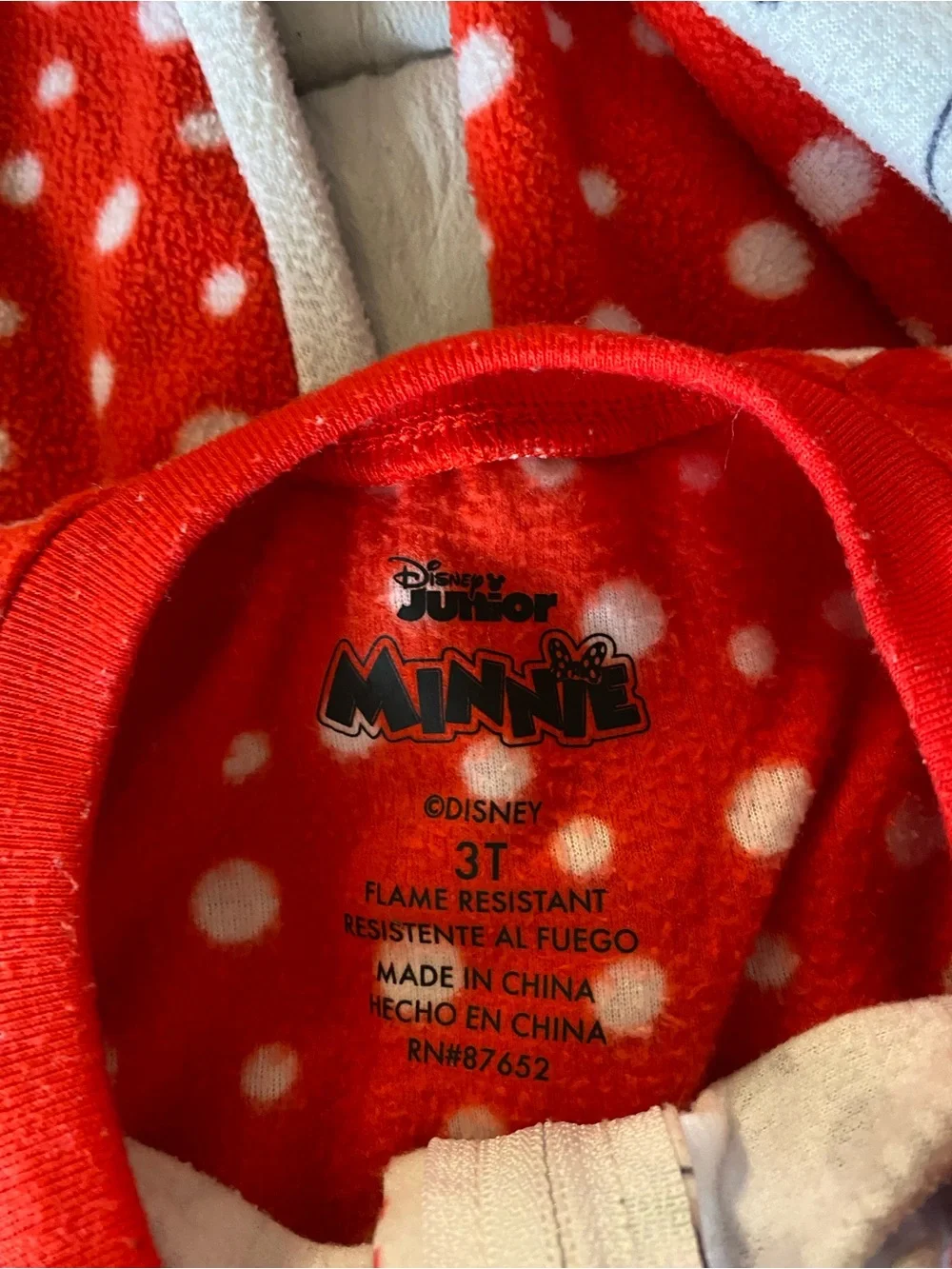 Disney Minnie Mouse Red & Black Fleece One-Piece Pajamas for Kids